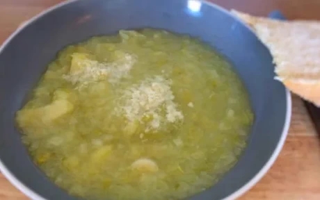 Bowl of potato and leek soup
